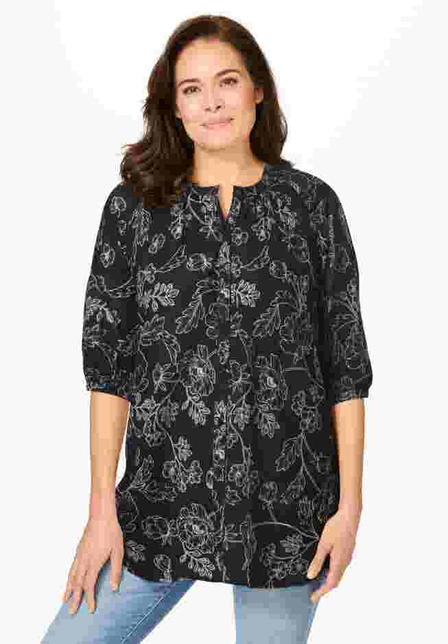 Three-Quarter Sleeve Full Placket Blouse image number 0