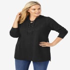 Waffle-Thermal Lace-Up Hoodie image number null