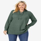 Waffle-Thermal Lace-Up Hoodie image number null