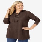 Waffle-Thermal Lace-Up Hoodie image number null