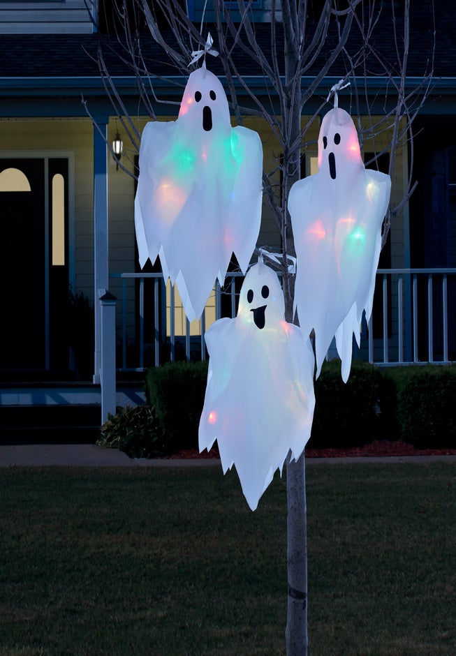 Set of 3 Pre-Lit Hanging Ghosts image number 1
