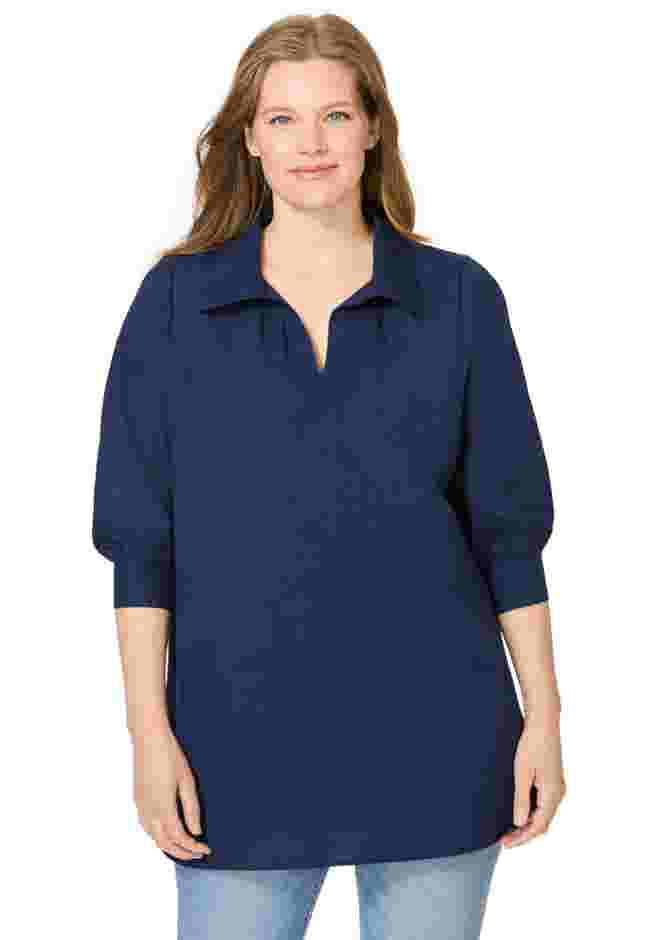 Three-Quarter Sleeve Popover Blouse image number 0