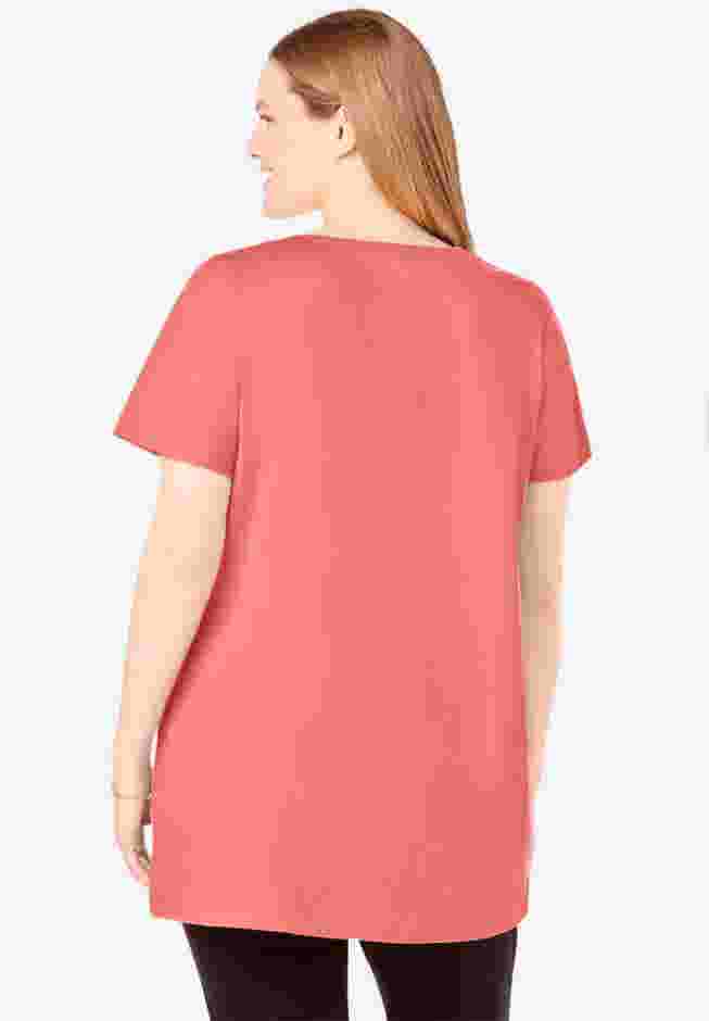 Perfect Short-Sleeve Scoop-Neck Henley Tunic image number 1
