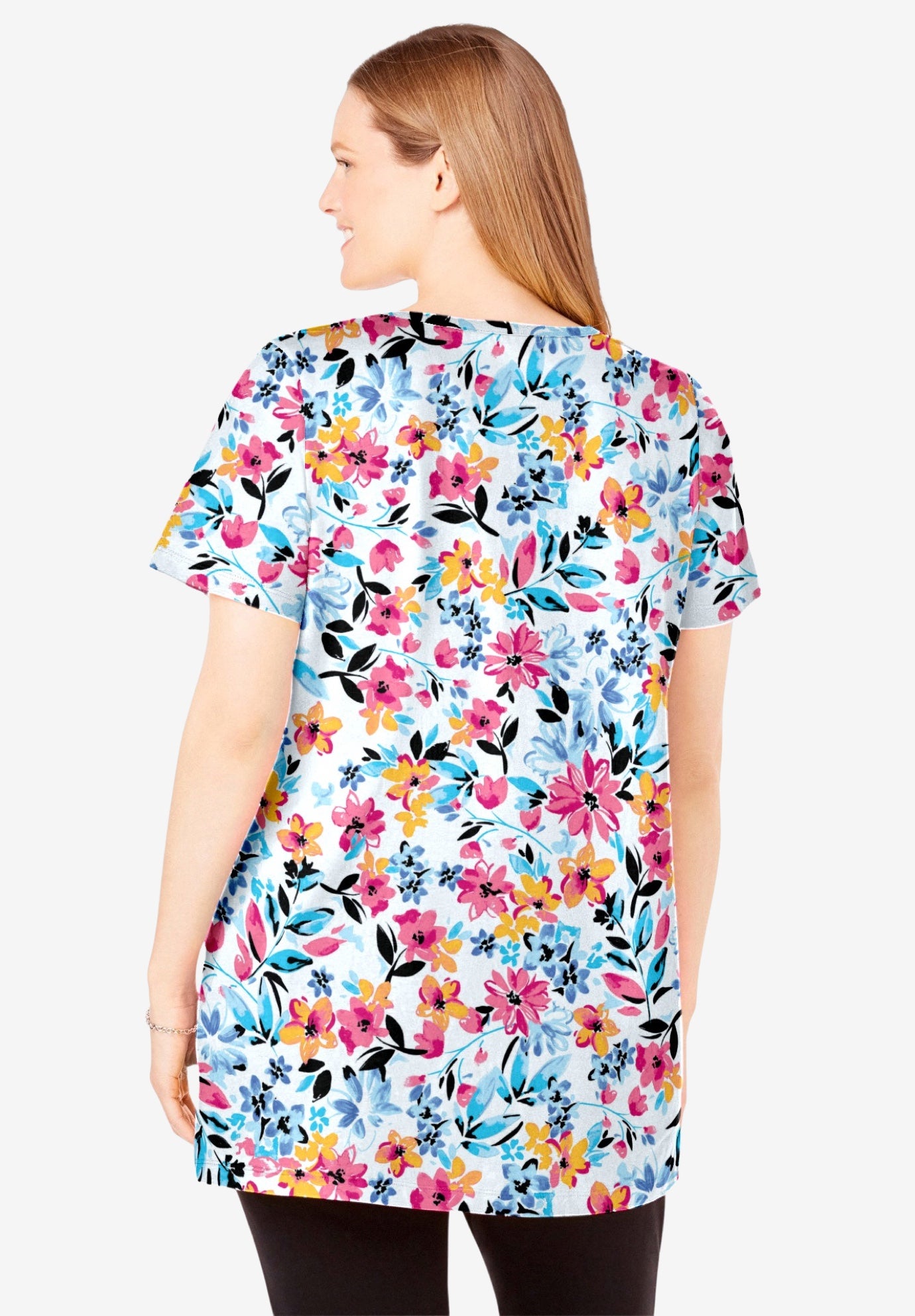 Perfect Short-Sleeve Scoop-Neck Henley Tunic image number 1