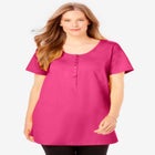 Perfect Short-Sleeve Scoop-Neck Henley Tunic image number null