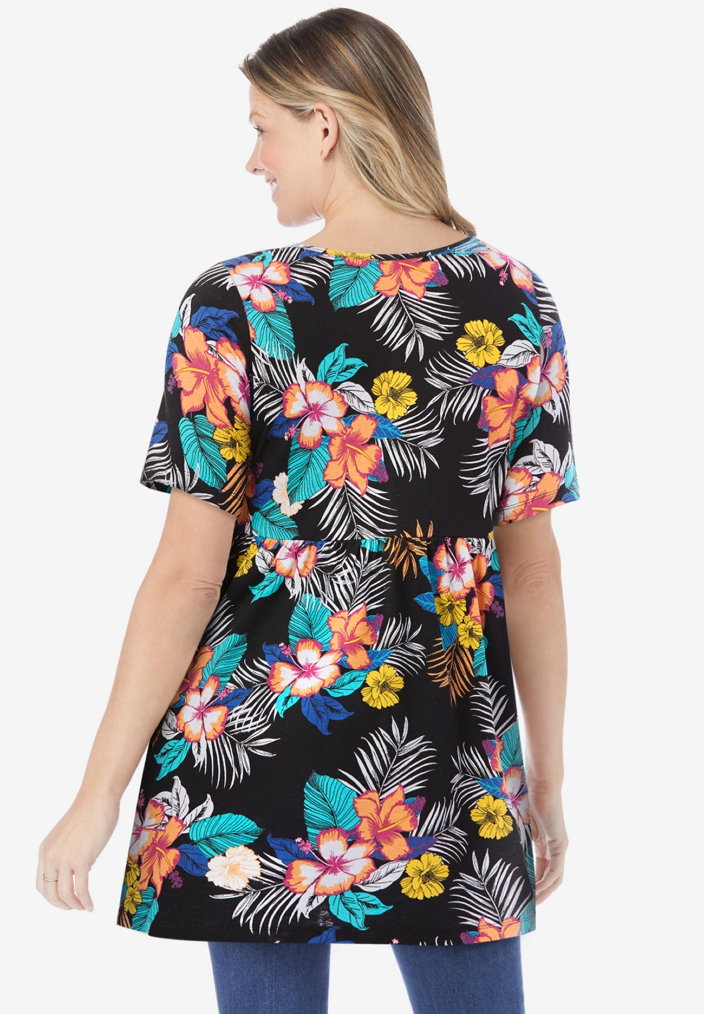 Short-Sleeve Empire Waist Tunic image number 1