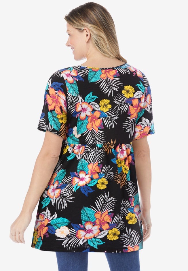 Short-Sleeve Empire Waist Tunic image number 1