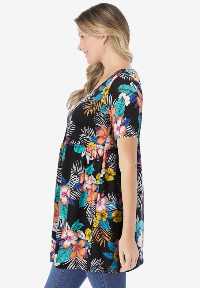 Short-Sleeve Empire Waist Tunic image number 2