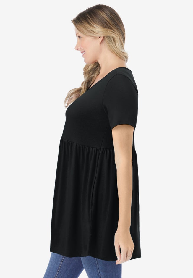 Short-Sleeve Empire Waist Tunic image number 2