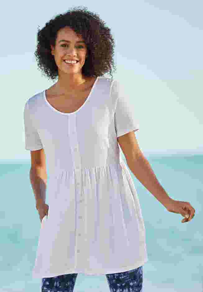 Short-Sleeve Empire Waist Tunic image number 0