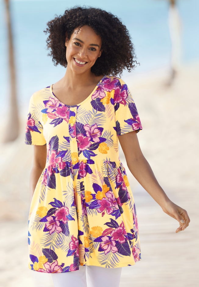 Short-Sleeve Empire Waist Tunic image number 0
