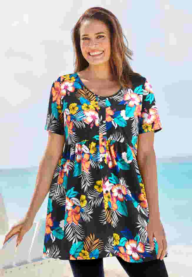 Short-Sleeve Empire Waist Tunic image number 0