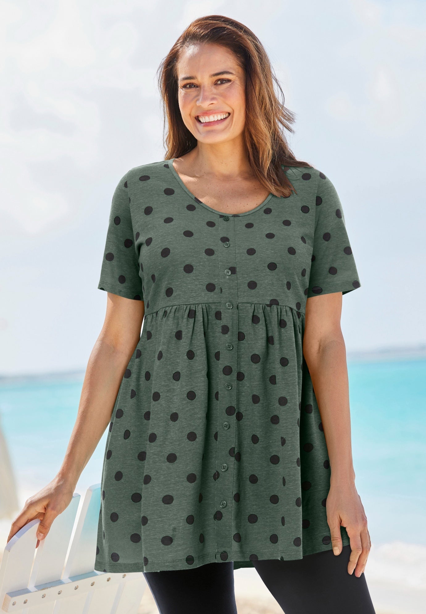 Short-Sleeve Empire Waist Tunic image number 0