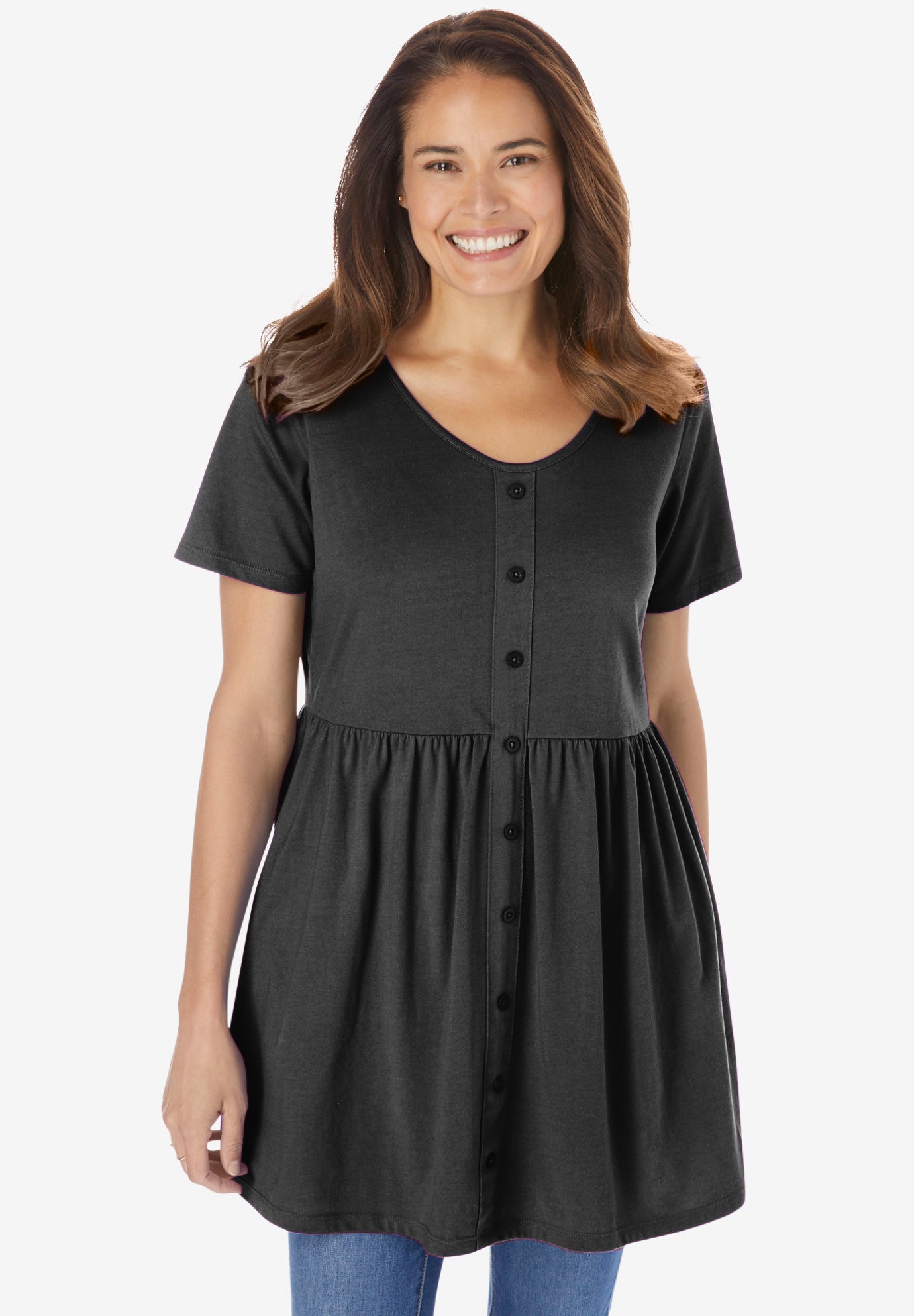 Short-Sleeve Empire Waist Tunic image number 0