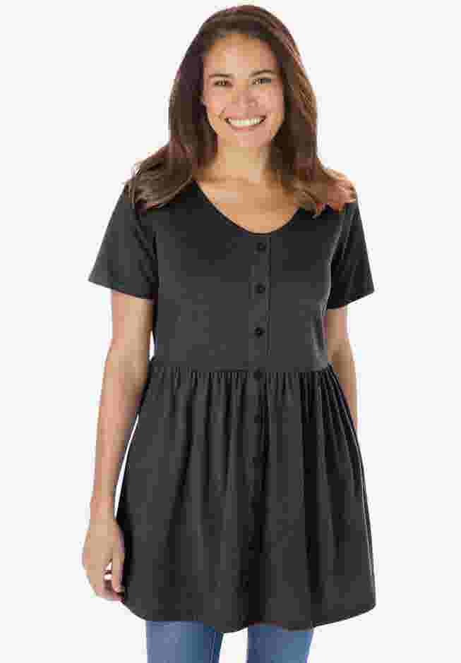 Short-Sleeve Empire Waist Tunic image number 0