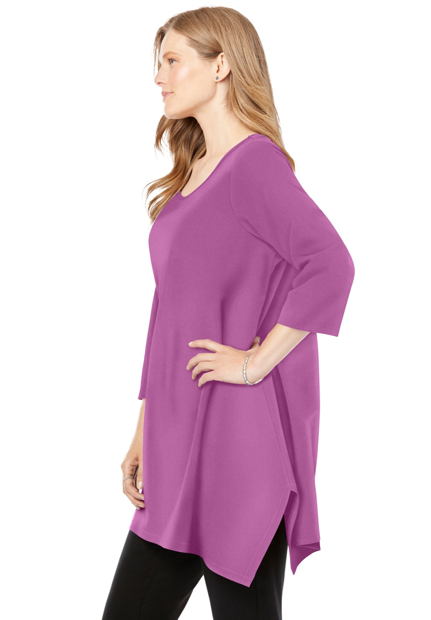 French Terry Handkerchief Hem Tunic image number 2