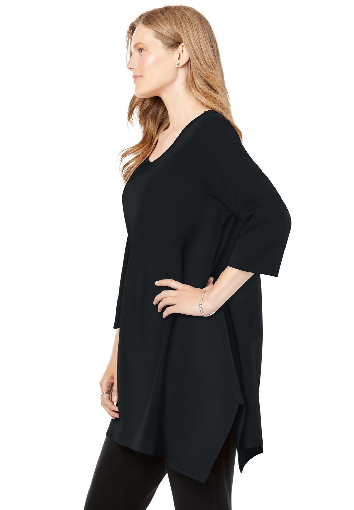 French Terry Handkerchief Hem Tunic image number 2