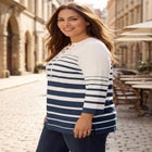 Stretch Cotton Lace-Up Boatneck Tunic image number null