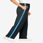 Cotton French Terry Straight-Leg Pull-On Side-Stripe Pants image number null