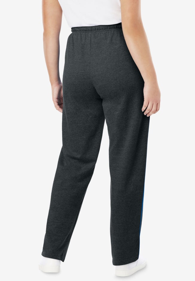 Cotton French Terry Straight-Leg Pull-On Side-Stripe Pants image number 1