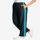 Cotton French Terry Straight-Leg Pull-On Side-Stripe Pants image number null