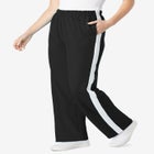 Cotton French Terry Straight-Leg Pull-On Side-Stripe Pants image number null