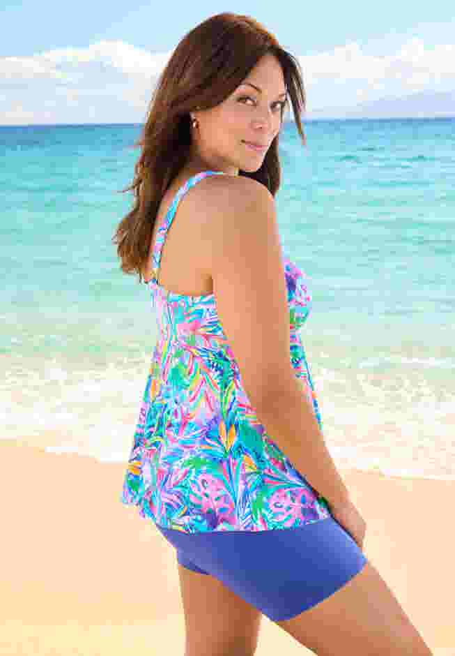 Mesh-Insert Twist Front Tankini image number 2