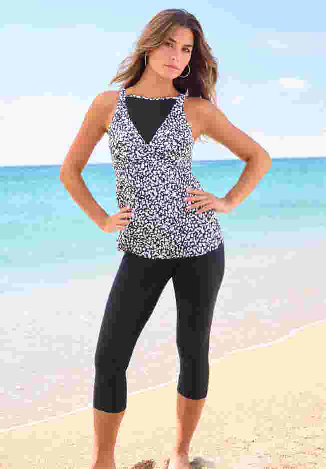 Mesh-Insert Twist Front Tankini image number 0