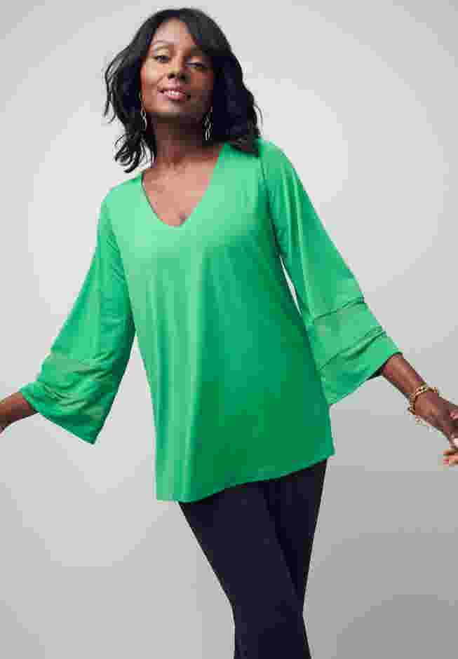 Stretch Knit Mesh Inset Sleeve Tunic image number 4