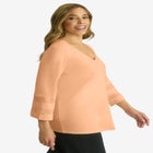 Stretch Knit Mesh Inset Sleeve Tunic image number null