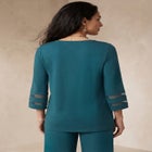 Stretch Knit Mesh Inset Sleeve Tunic image number null