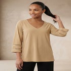 Stretch Knit Mesh Inset Sleeve Tunic image number 0