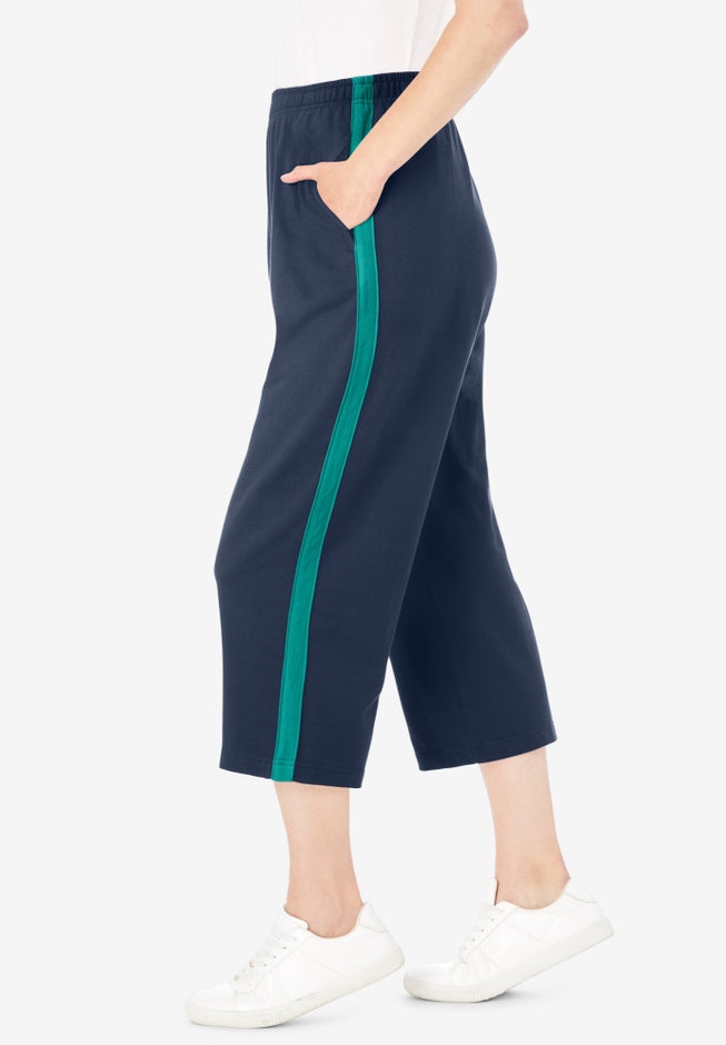 Side-Stripe Cotton French Terry Capri image number 2