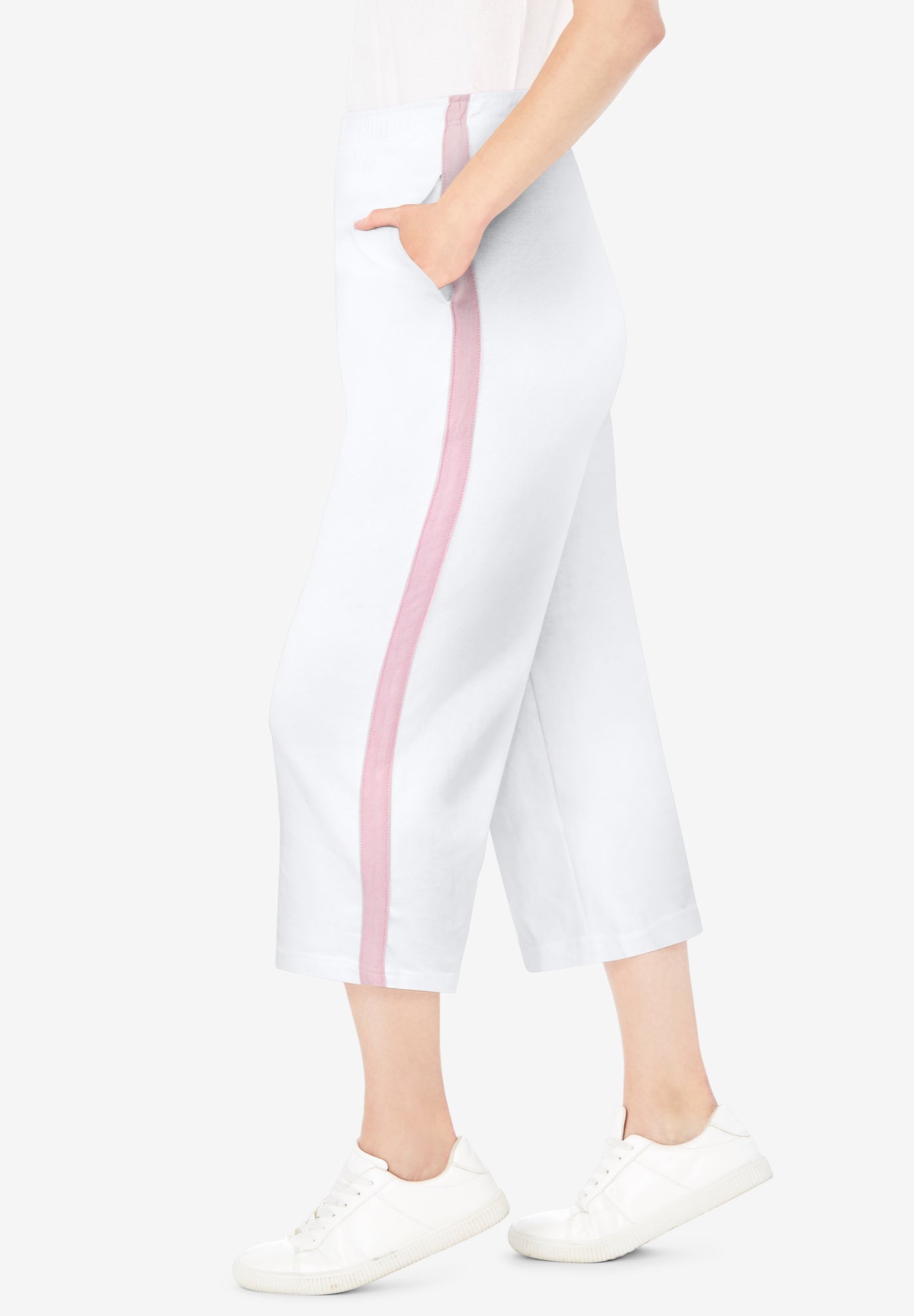 Side-Stripe Cotton French Terry Capri image number 2