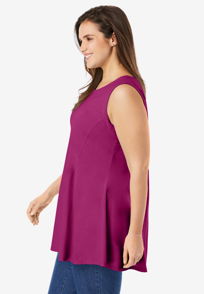Sleeveless Fit-And-Flare Tunic Top image number 2