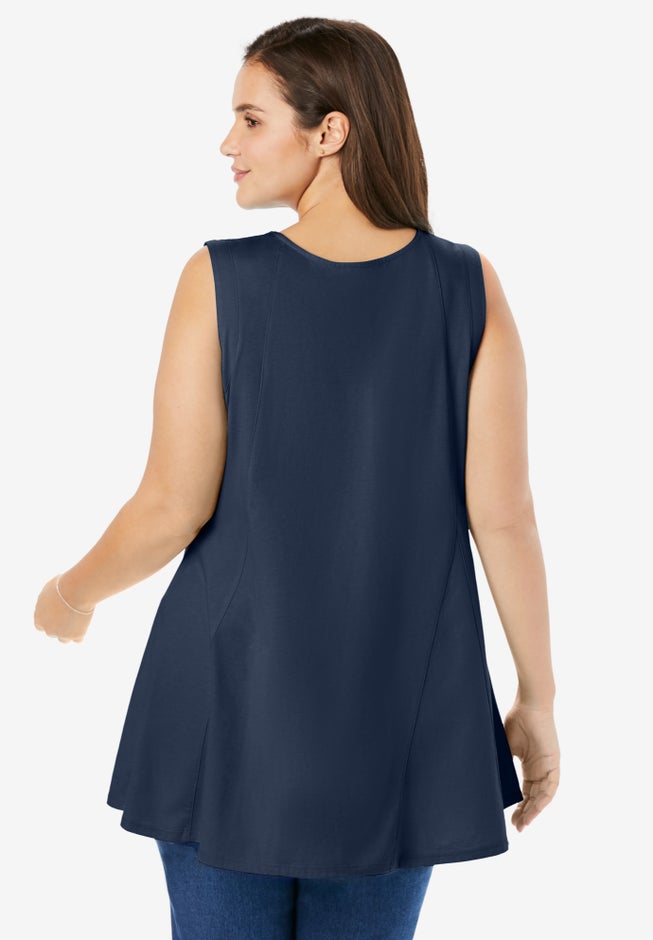 Sleeveless Fit-And-Flare Tunic Top image number 1