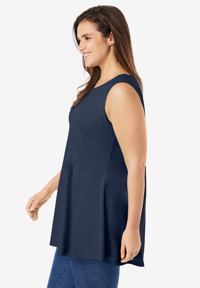 Sleeveless Fit-And-Flare Tunic Top image number 2