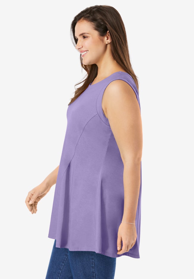 Sleeveless Fit-And-Flare Tunic Top image number 2
