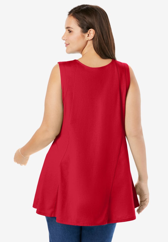 Sleeveless Fit-And-Flare Tunic Top image number 1