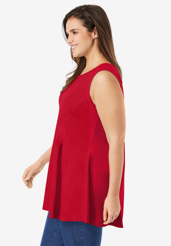 Sleeveless Fit-And-Flare Tunic Top image number 2