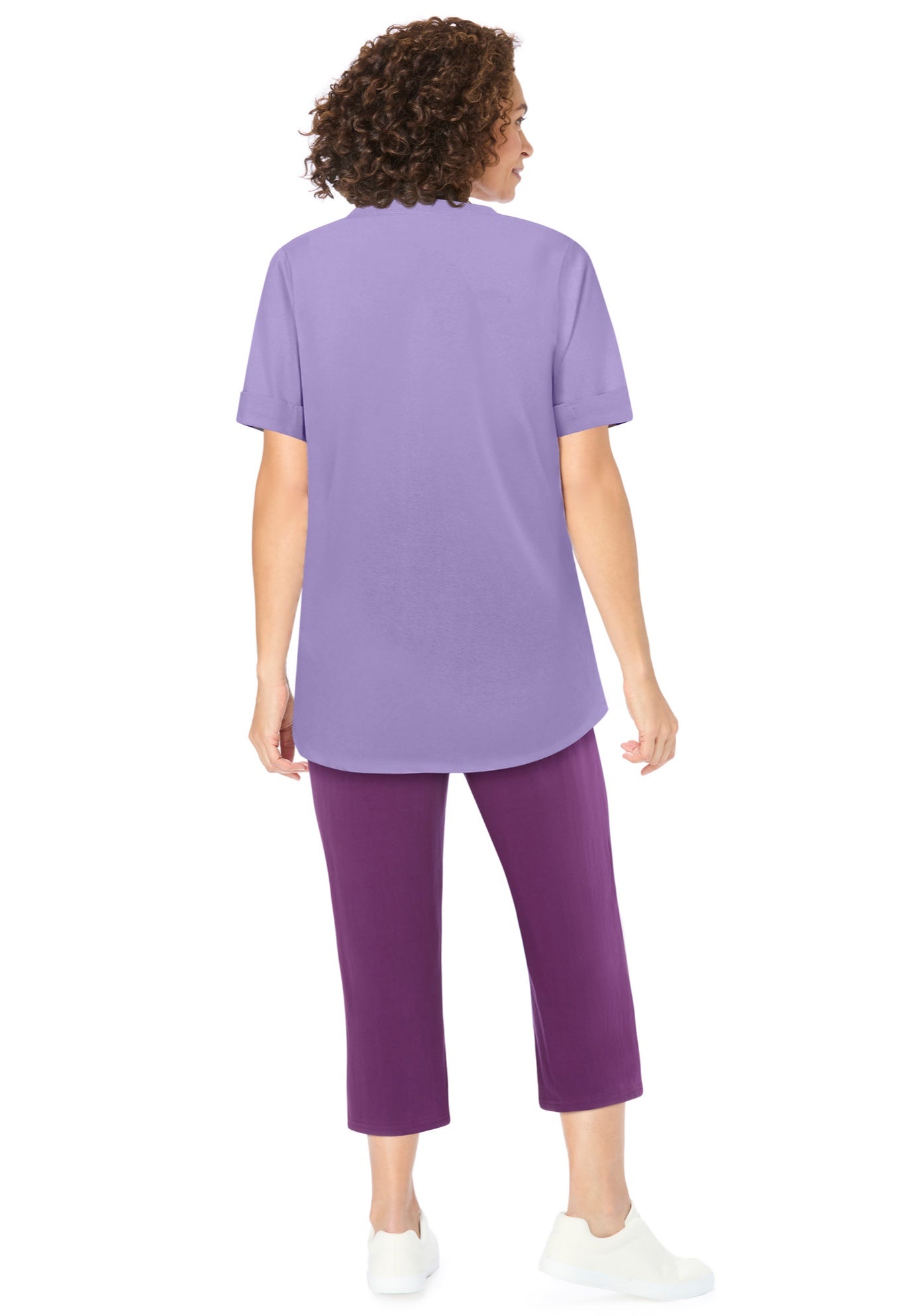 Two-Piece V-Neck Tunic & Capri Set image number 1