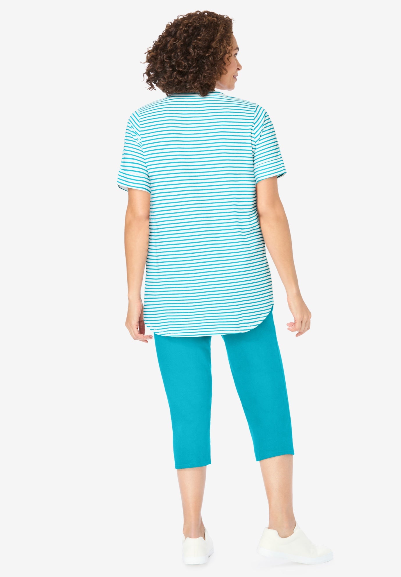 Two-Piece V-Neck Tunic & Capri Set image number 1