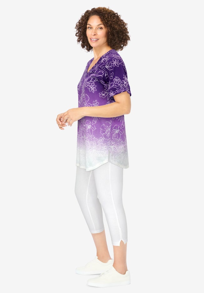 Two-Piece V-Neck Tunic & Capri Set image number 2