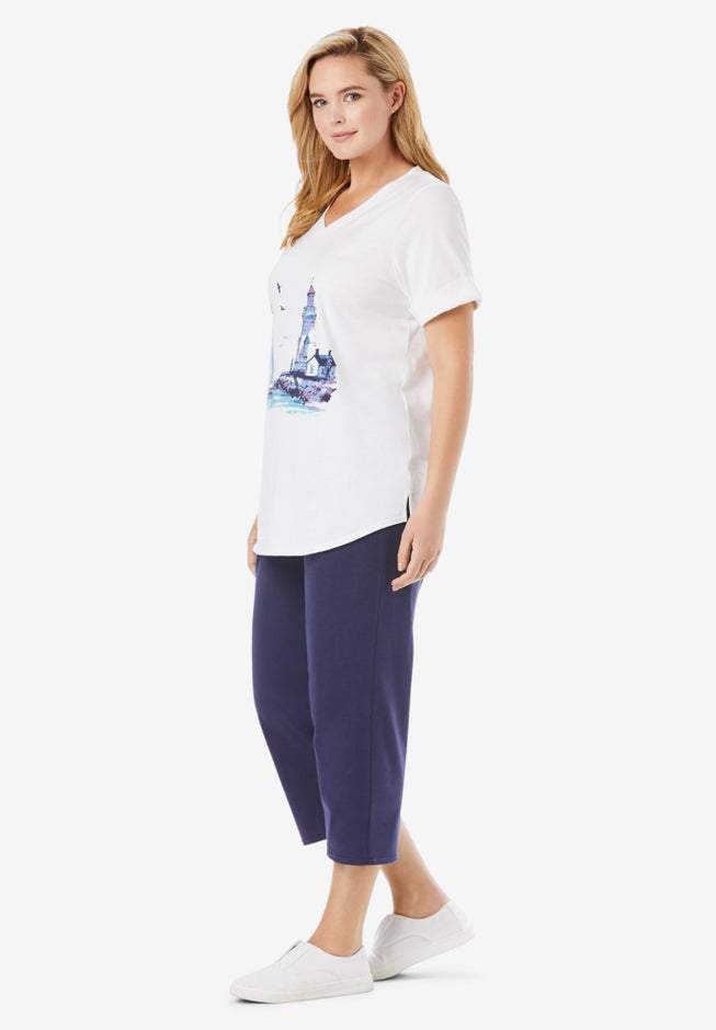 Two-Piece V-Neck Tunic & Capri Set image number 2
