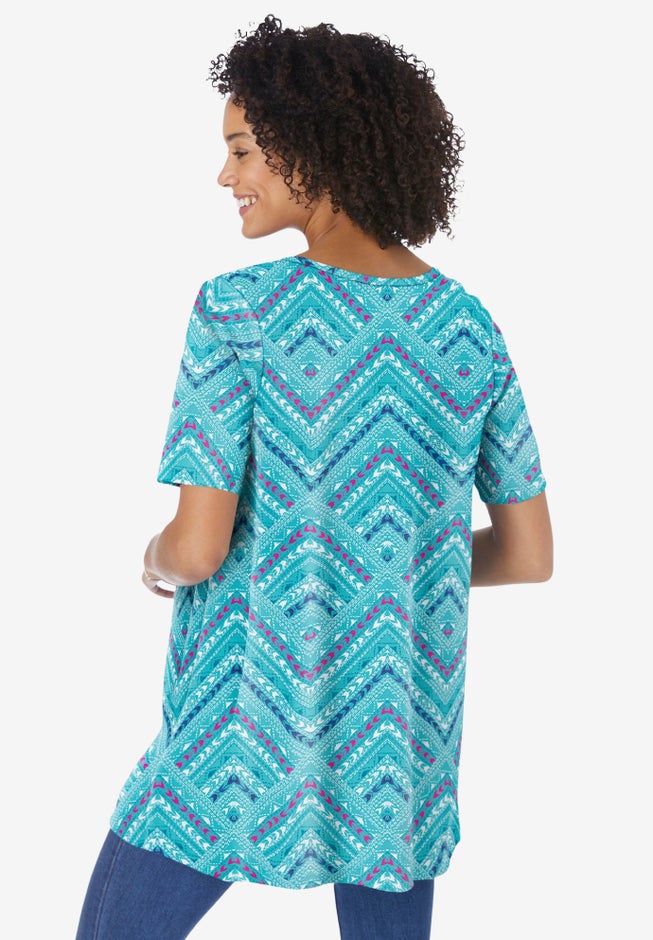 Mixed Print Henley Tunic image number 1