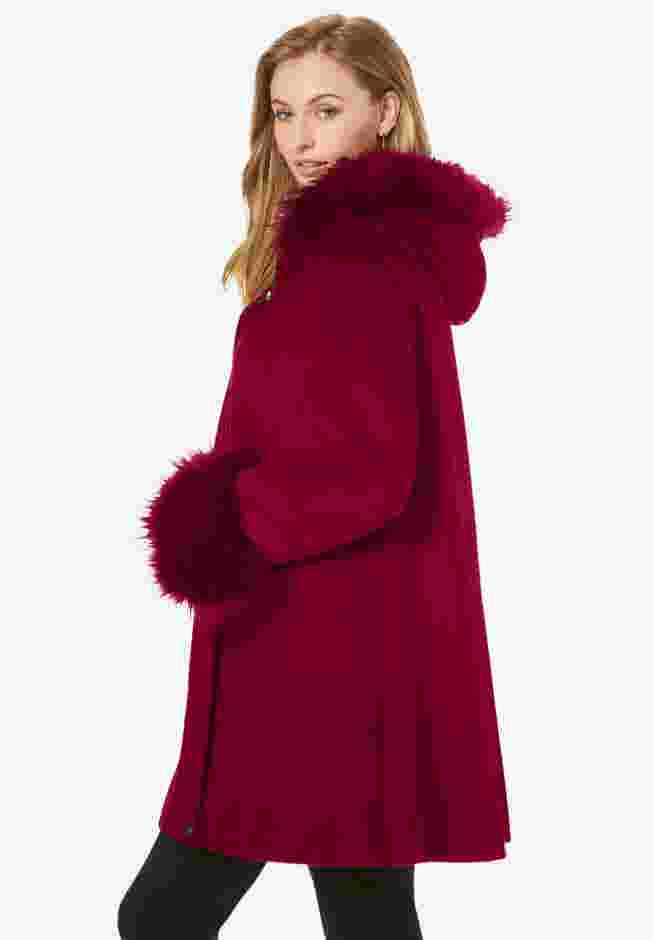 Hooded Faux Fur Trim Coat image number 2