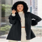 Hooded Faux Fur Trim Coat image number null