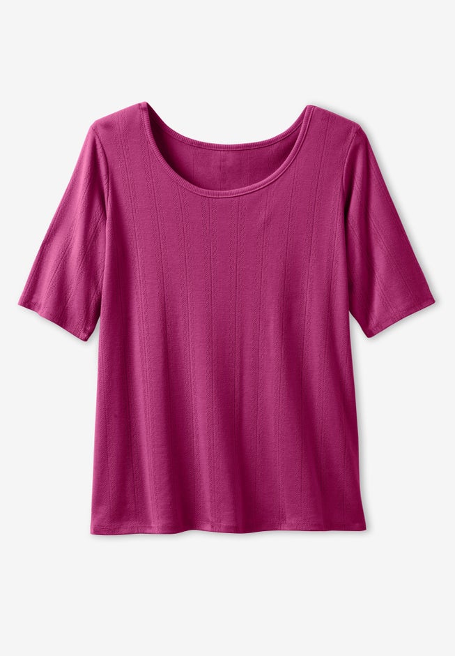 Pointelle Scoopneck Tee image number 5