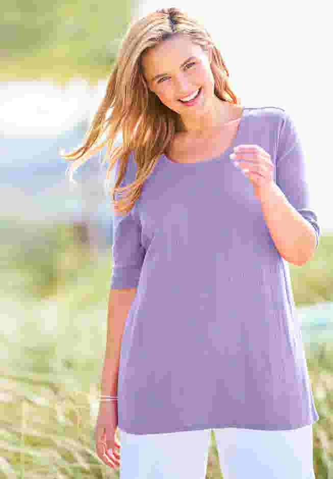 Pointelle Scoopneck Tee image number 7