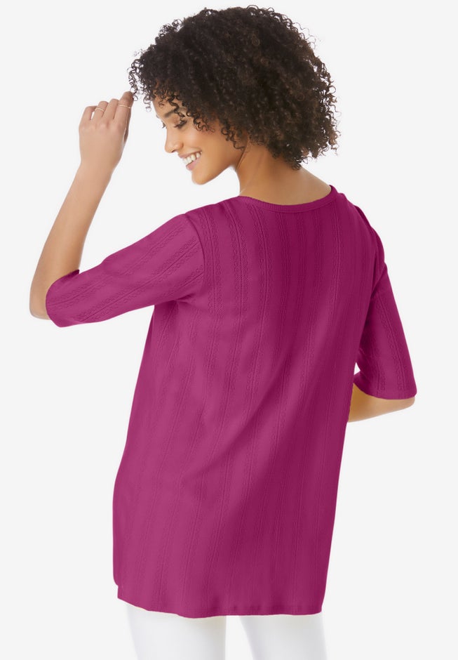Pointelle Scoopneck Tee image number 1